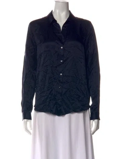 Pre-owned L'agence Silk Long Sleeve Blouse In Blue