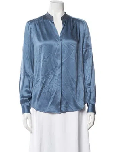 Pre-owned L'agence Silk Long Sleeve Blouse In Blue
