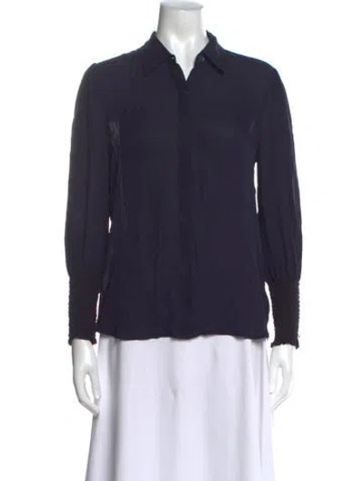 Pre-owned L'agence Silk Long Sleeve Blouse In Blue