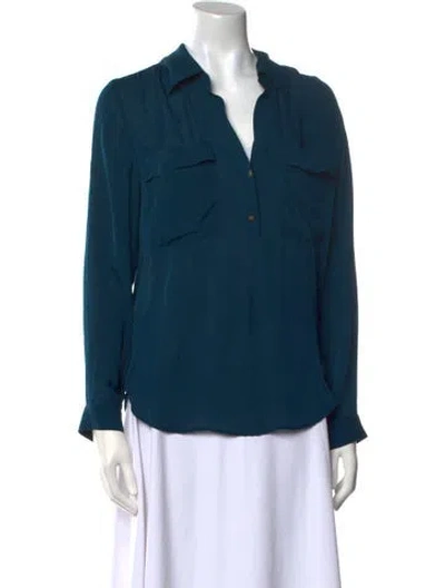 Pre-owned L'agence Silk Long Sleeve Blouse In Blue