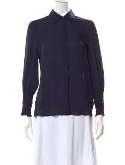 Pre-owned L'agence Silk Long Sleeve Blouse In Blue