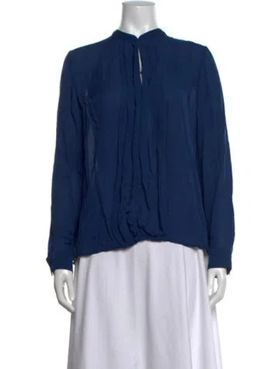 Pre-owned L'agence Silk Long Sleeve Blouse In Blue