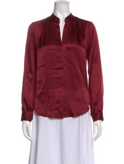 Pre-owned L'agence Silk Long Sleeve Blouse In Burgundy