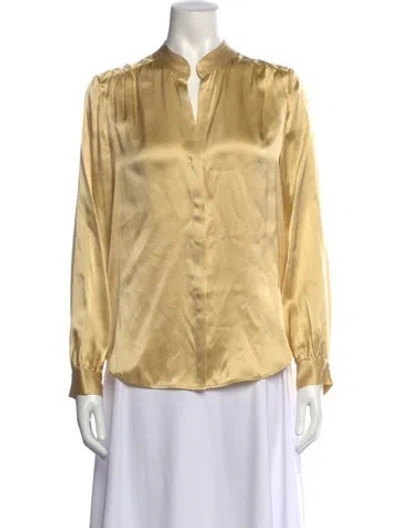 Pre-owned L'agence Silk Long Sleeve Blouse In Gold