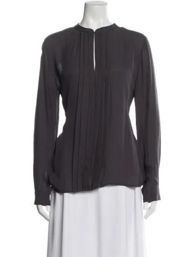 Pre-owned L'agence Silk Long Sleeve Blouse In Gray