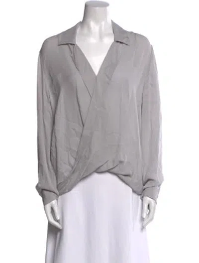 Pre-owned L'agence Silk Long Sleeve Blouse In Gray