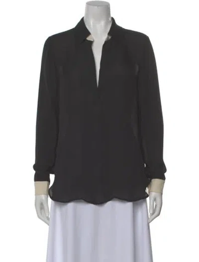 Pre-owned L'agence Silk Long Sleeve Blouse In Gray