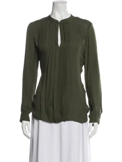Pre-owned L'agence Silk Long Sleeve Blouse In Green