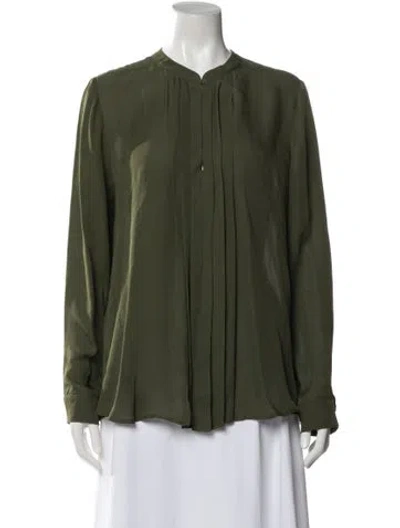 Pre-owned L'agence Silk Long Sleeve Blouse In Green
