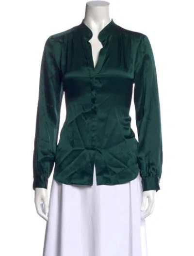 Pre-owned L'agence Silk Long Sleeve Blouse In Green