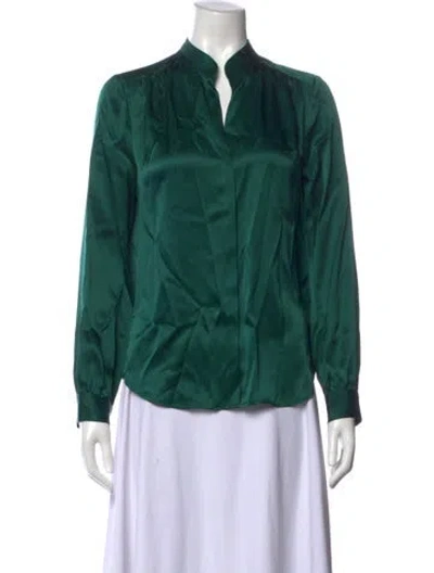 Pre-owned L'agence Silk Long Sleeve Blouse In Green