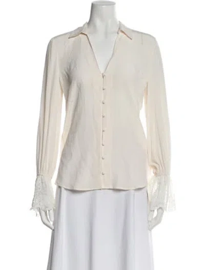 Pre-owned L'agence Silk Long Sleeve Blouse In Neutral