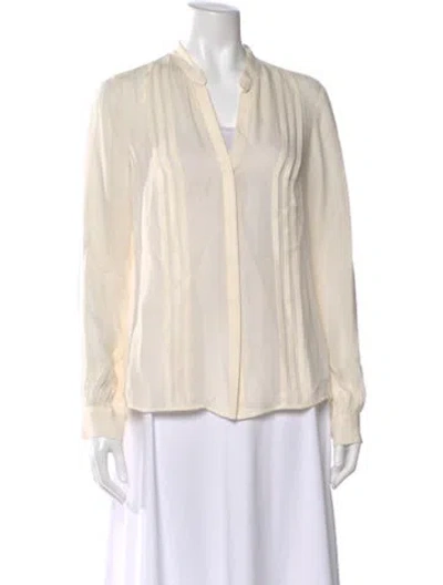 Pre-owned L'agence Silk Long Sleeve Blouse In Neutral