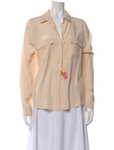 Pre-owned L'agence Silk Long Sleeve Blouse In Neutral
