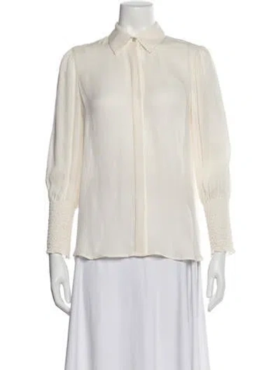 Pre-owned L'agence Silk Long Sleeve Blouse In Neutral