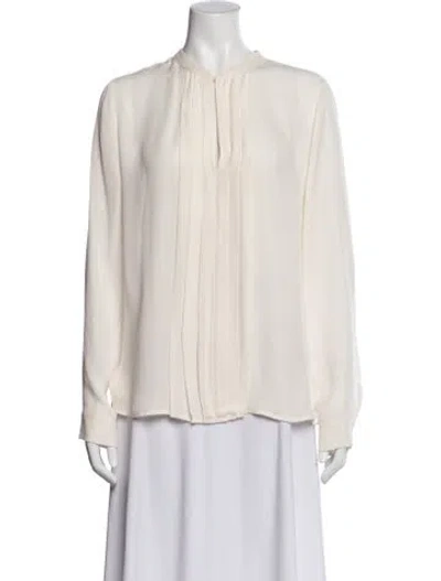 Pre-owned L'agence Silk Long Sleeve Blouse In Neutral