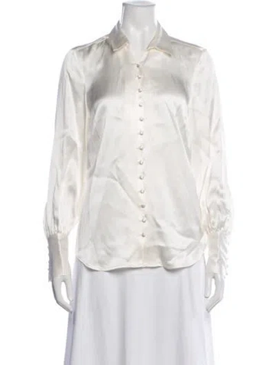 Pre-owned L'agence Silk Long Sleeve Blouse In Neutrals