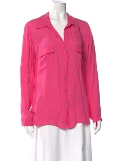 Pre-owned L'agence Silk Long Sleeve Blouse In Pink