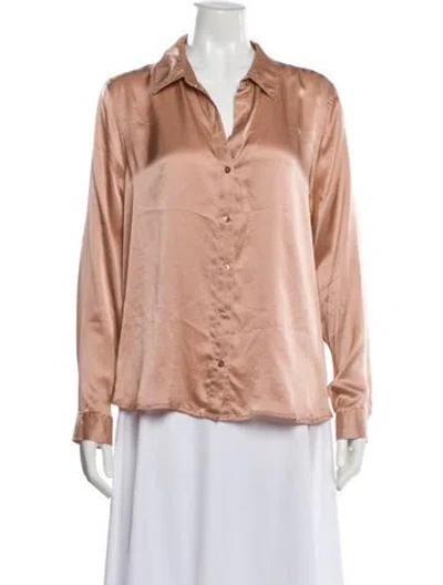 Pre-owned L'agence Silk Long Sleeve Blouse In Pink