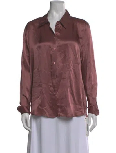 Pre-owned L'agence Silk Long Sleeve Blouse In Pink