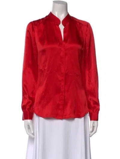 Pre-owned L'agence Silk Long Sleeve Blouse In Red