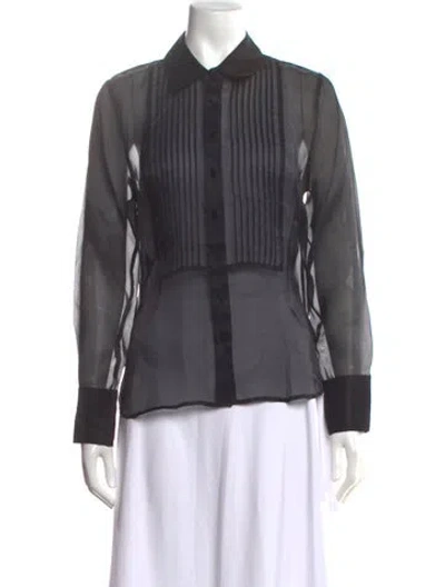 Pre-owned L'agence Silk Long Sleeve Blouse W/ Tags In Black