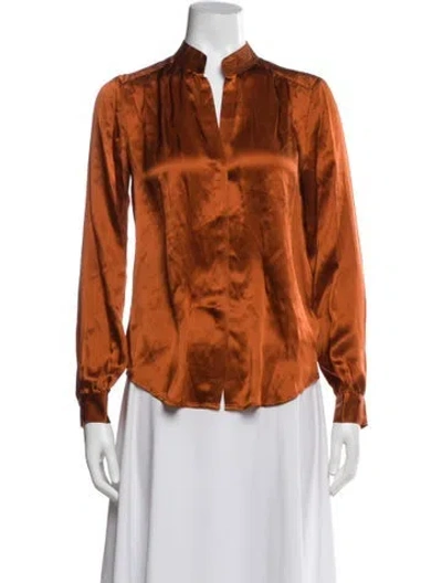 Pre-owned L'agence Silk Long Sleeve Blouse W/ Tags In Orange