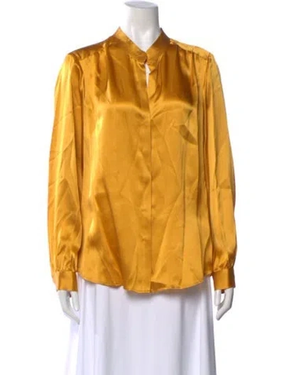 Pre-owned L'agence Silk Long Sleeve Blouse W/ Tags In Yellow