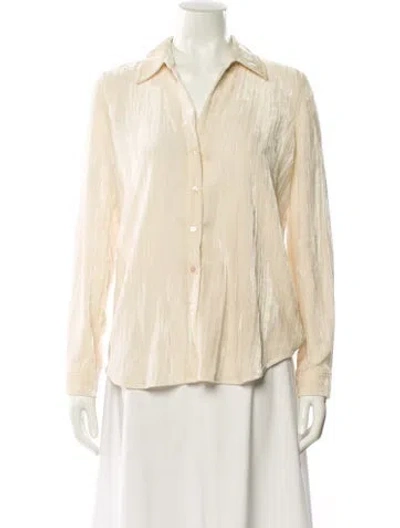 Pre-owned L'agence Silk Long Sleeve Blouse In White