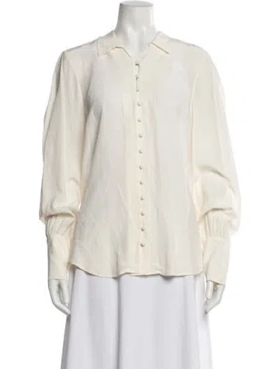 Pre-owned L'agence Silk Long Sleeve Blouse In White