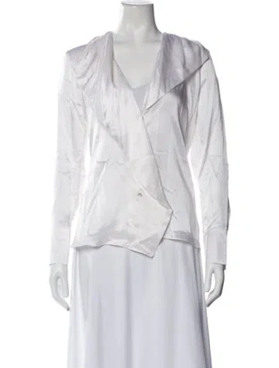 Pre-owned L'agence Silk Long Sleeve Blouse In White