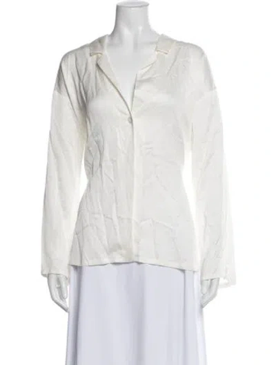 Pre-owned L'agence Silk Long Sleeve Blouse In White