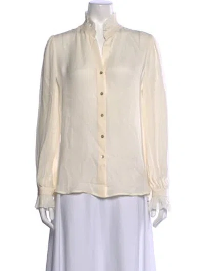 Pre-owned L'agence Silk Long Sleeve Blouse In White