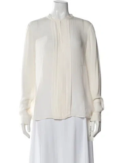 Pre-owned L'agence Silk Long Sleeve Blouse In White