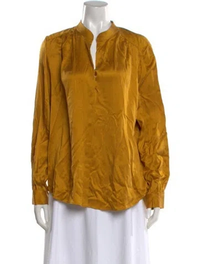 Pre-owned L'agence Silk Long Sleeve Blouse In Yellow