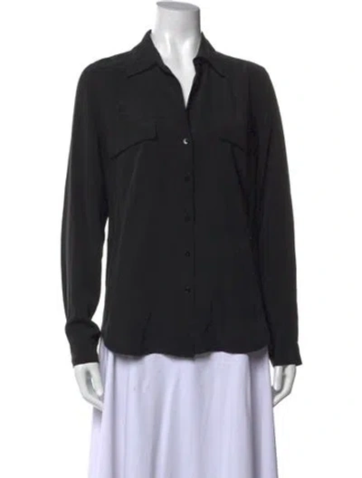 Pre-owned L'agence Silk Long Sleeve Button-up Top In Black