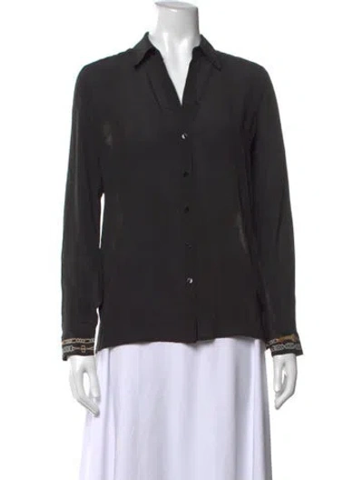 Pre-owned L'agence Silk Long Sleeve Button-up Top In Black