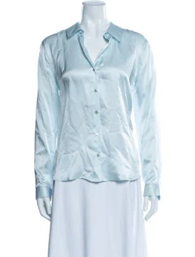 Pre-owned L'agence Silk Long Sleeve Button-up Top In Blue