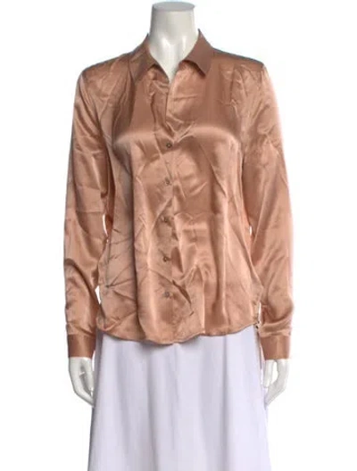 Pre-owned L'agence Silk Long Sleeve Button-up Top In Neutral