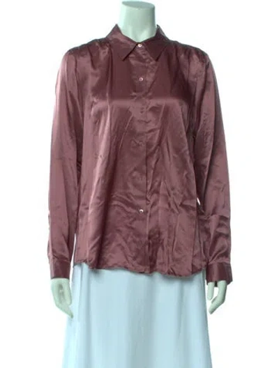 Pre-owned L'agence Silk Long Sleeve Button-up Top In Pink