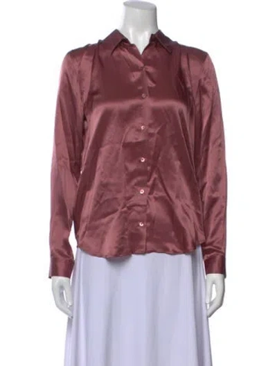 Pre-owned L'agence Silk Long Sleeve Button-up Top In Pink