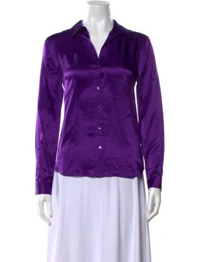 Pre-owned L'agence Silk Long Sleeve Button-up Top In Purple