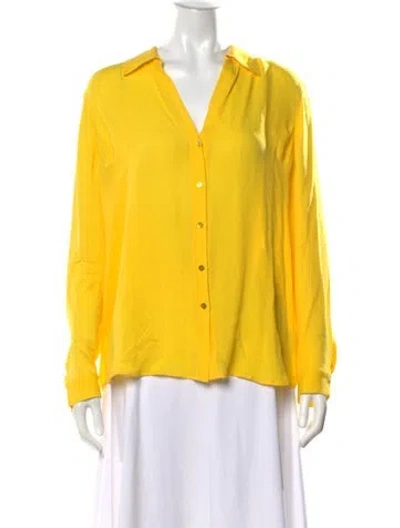 Pre-owned L'agence Silk Long Sleeve Button-up Top In Yellow