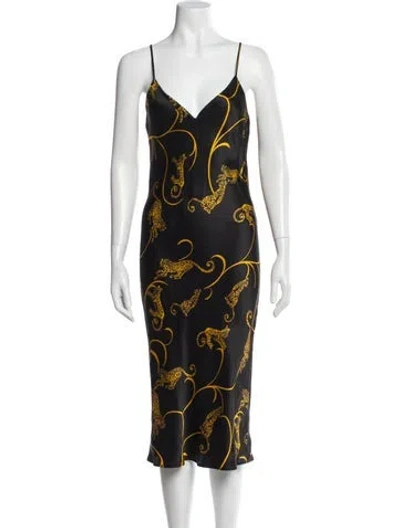 Pre-owned L'agence Silk Midi Length Dress In Black