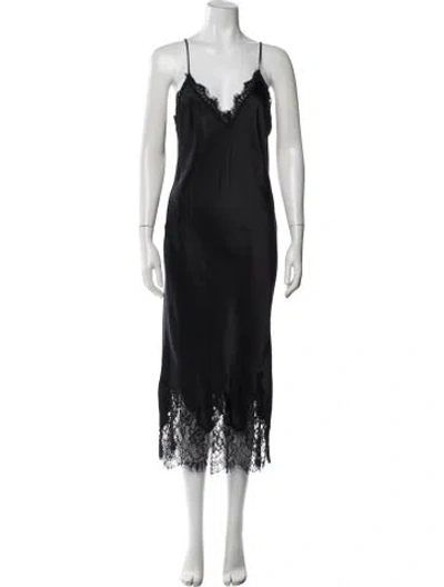 Pre-owned L'agence Silk Midi Length Dress In Black