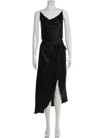 Pre-owned L'agence Silk Midi Length Dress In Black