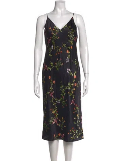 Pre-owned L'agence Silk Midi Length Dress In Black