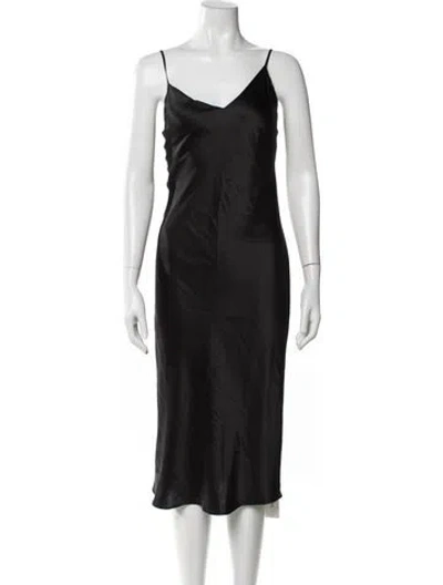 Pre-owned L'agence Silk Midi Length Dress In Black
