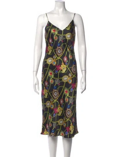 Pre-owned L'agence Silk Midi Length Dress In Black