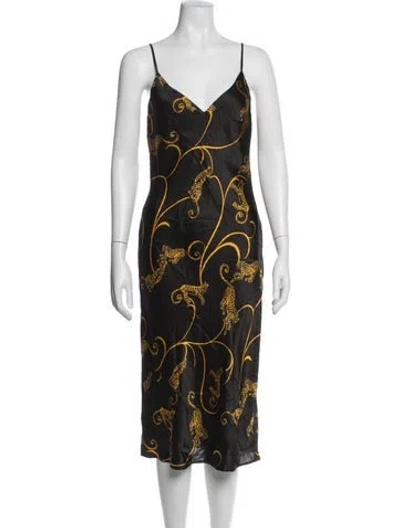 Pre-owned L'agence Silk Midi Length Dress In Black